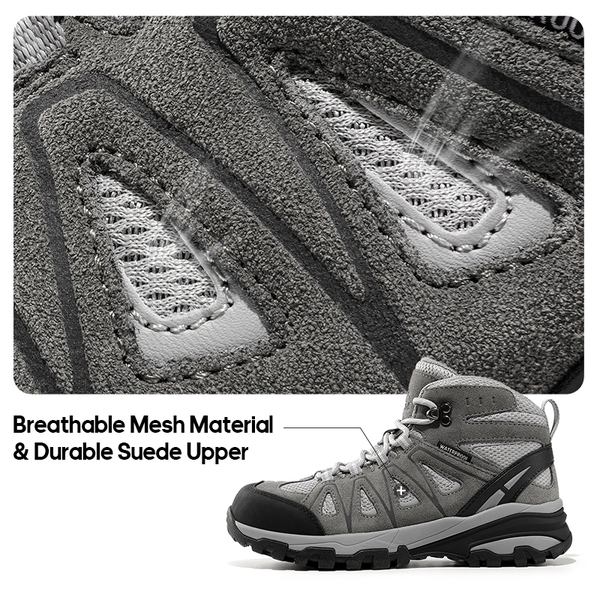 [Seeker] Women's Waterproof Hiking Boots - LIGHT GREY - 7